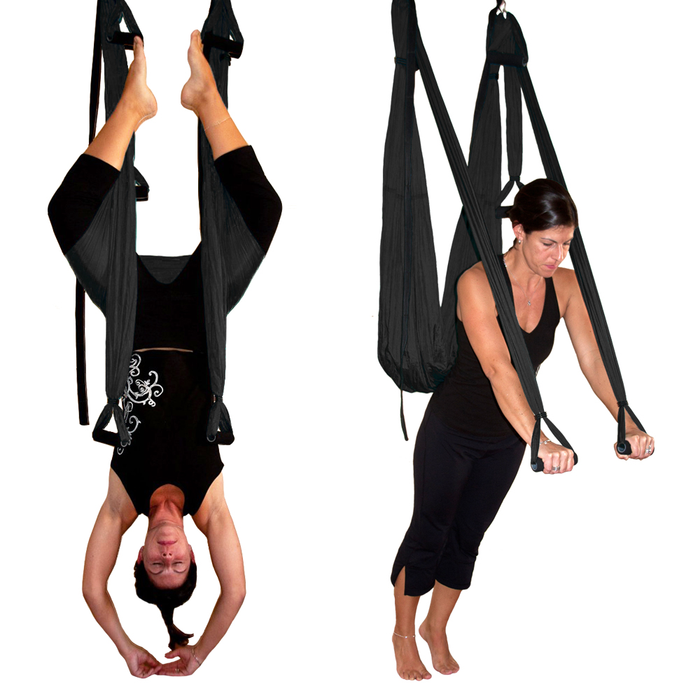 Premium Photo | Vertical full length shot of flexible female athlete doing  standing splits, holding onto aerial yoga hammock